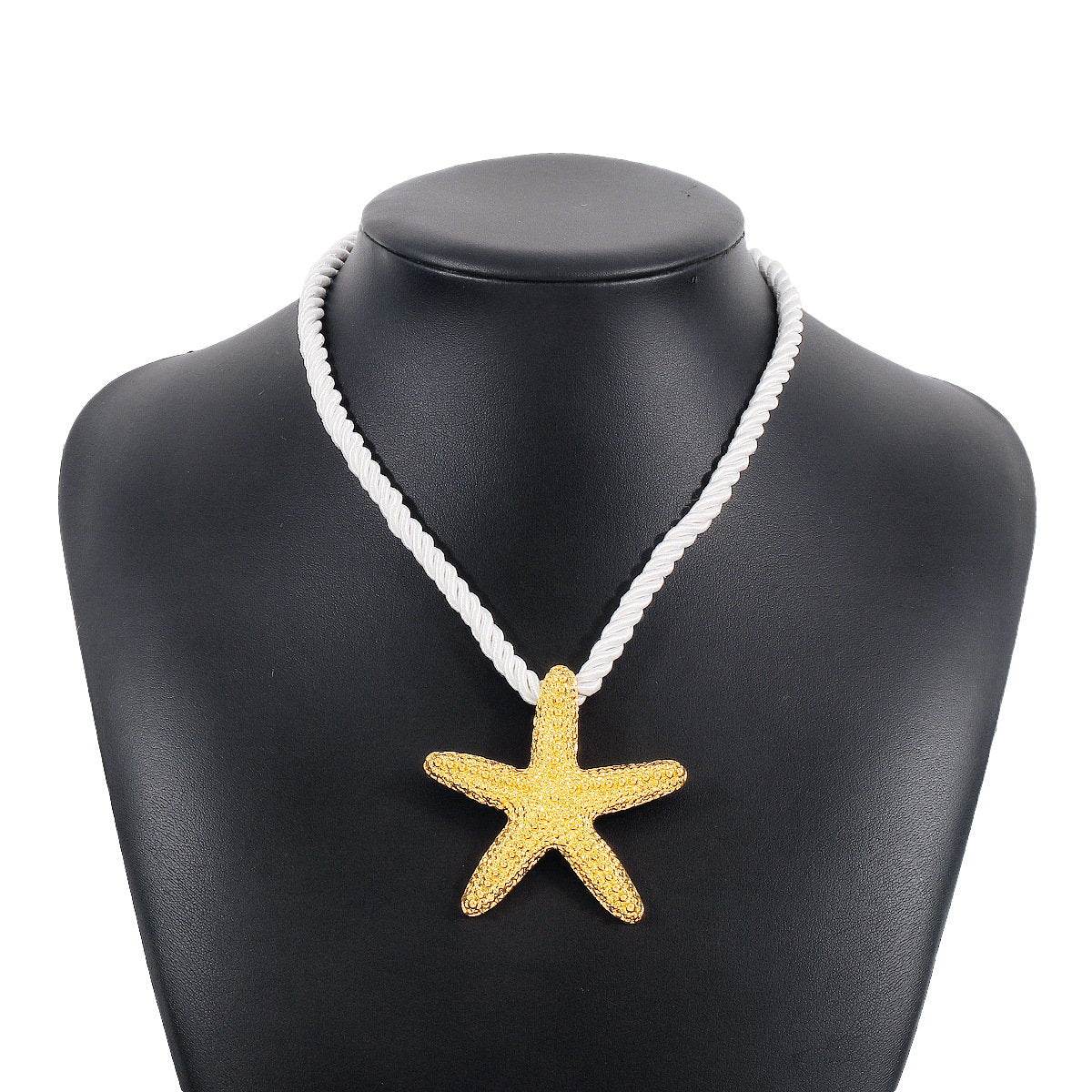 Personalized conch and starfish pendant necklace earrings - Price Value Store