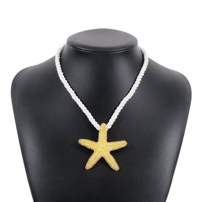 Personalized conch and starfish pendant necklace earrings - Price Value Store