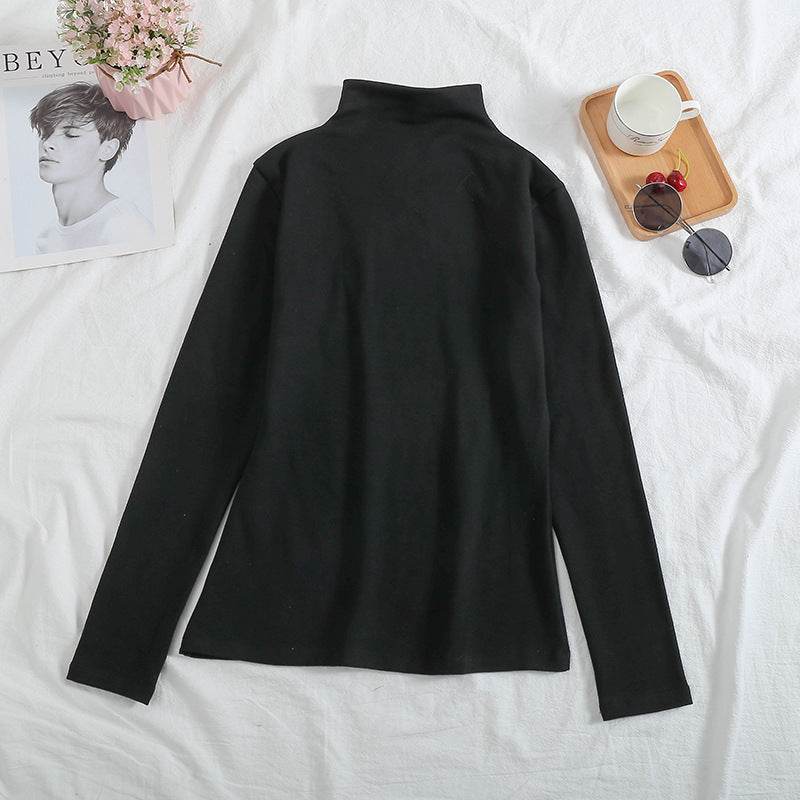 A velvet long-sleeved T-shirt as a base layer for women in solid colors - Price Value Store