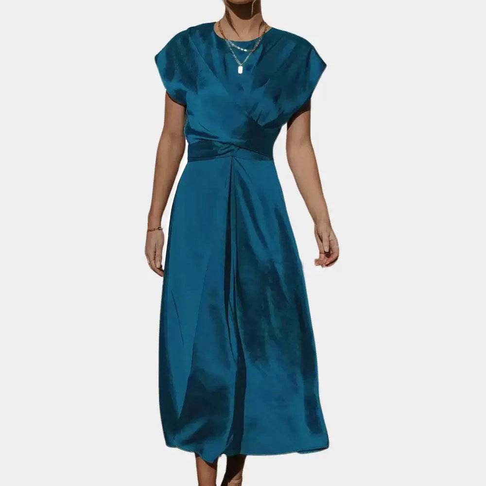Satin Sleeveless Women's Dress with Ruffled Hem and Elastic Waist - Price Value Store