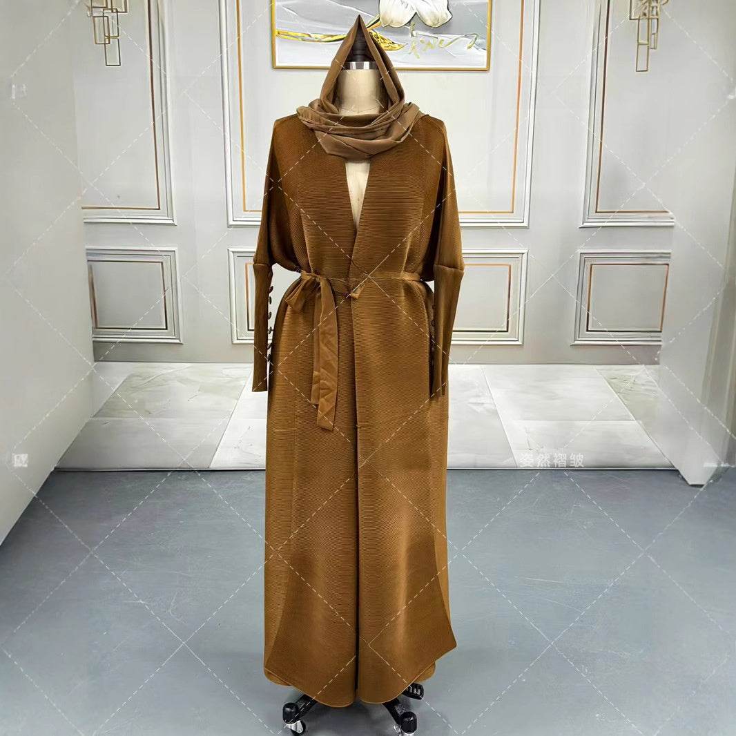Pleated long-sleeved coat - Price Value Store