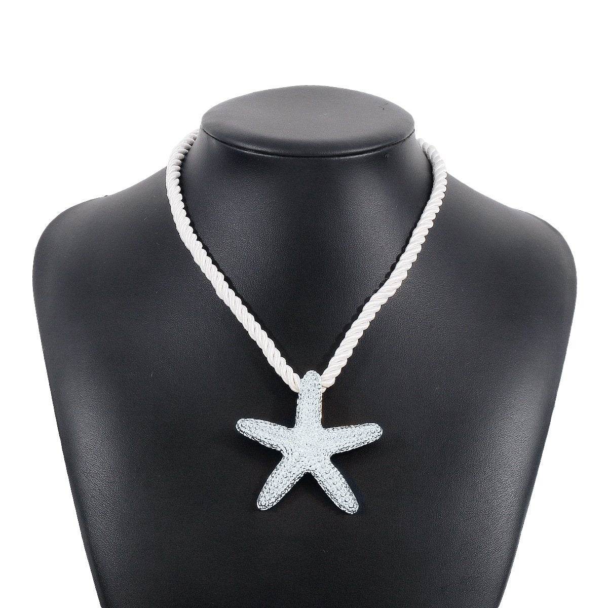 Personalized conch and starfish pendant necklace earrings - Price Value Store