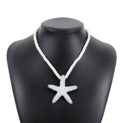 Personalized conch and starfish pendant necklace earrings - Price Value Store