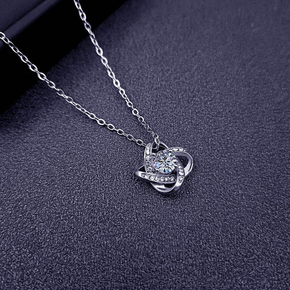 Titanium Steel Clover Necklace with Rotating Zircon Pendant - Price Value Store