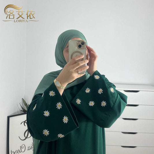 Turkey Elegant Embroidered Daisy dress Robe - Price Value Store