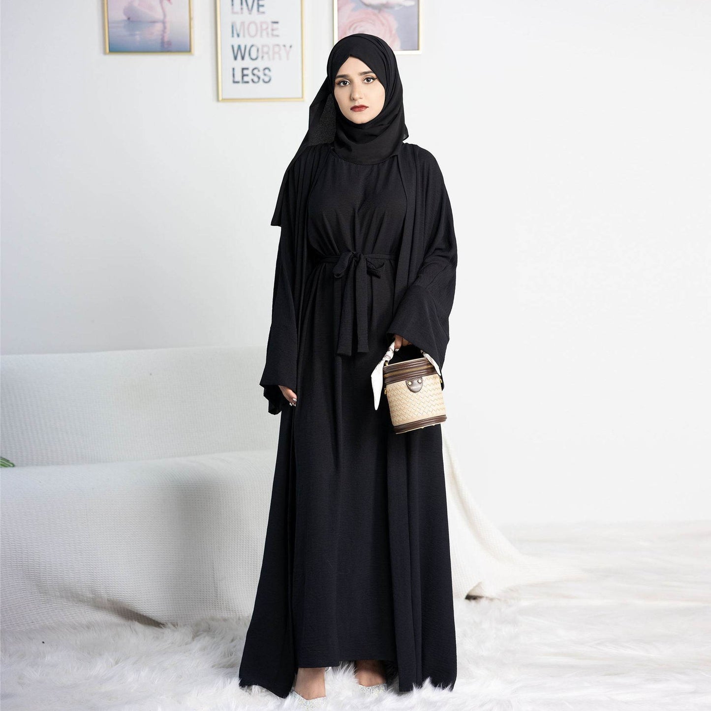 Long robe cardigan dress with two-piece inner layer - Price Value Store