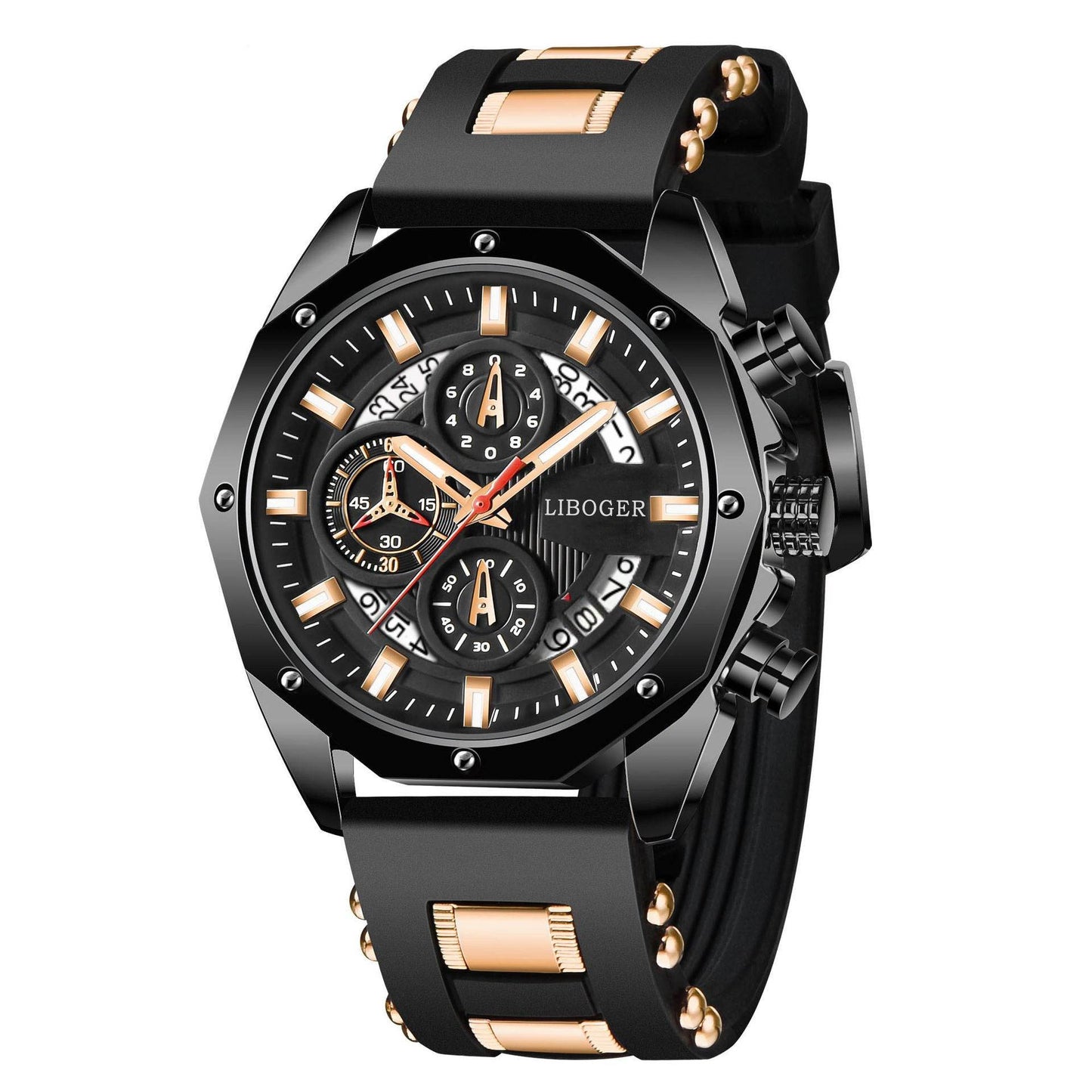 Quartz Men's Watch with Silicone Strap and Automatic Calendar - Price Value Store