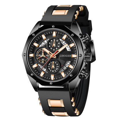 Quartz Men's Watch with Silicone Strap and Automatic Calendar - Price Value Store