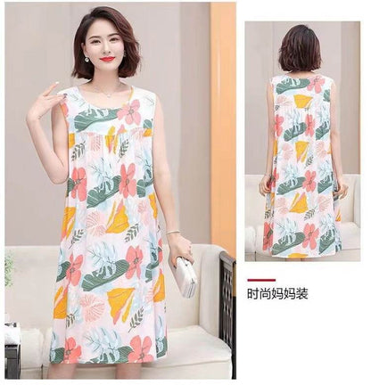 Women's Summer Sleeveless Cotton Silk Nightgown - Price Value Store