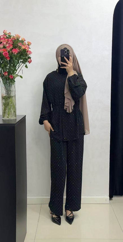 Rhinestone Long-sleeved Loose Light Luxury Fashion Royal Sister Style Elegant Shirt - Price Value Store