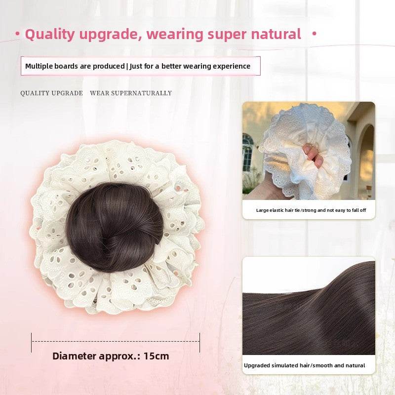 Lace-trimmed bun hair loop wig - Price Value Store