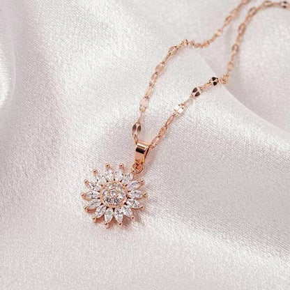 Light luxury rotatable sunflower necklace - Price Value Store