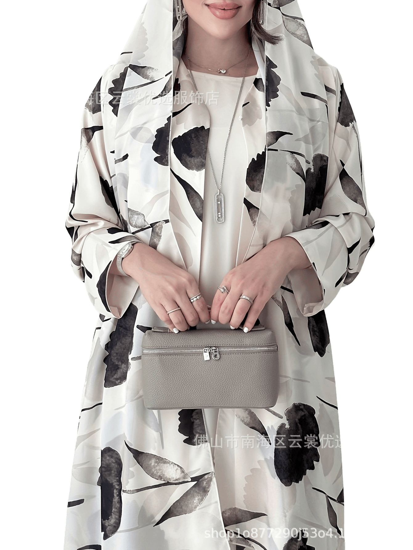 Long-sleeved printed robe with headscarf - Price Value Store