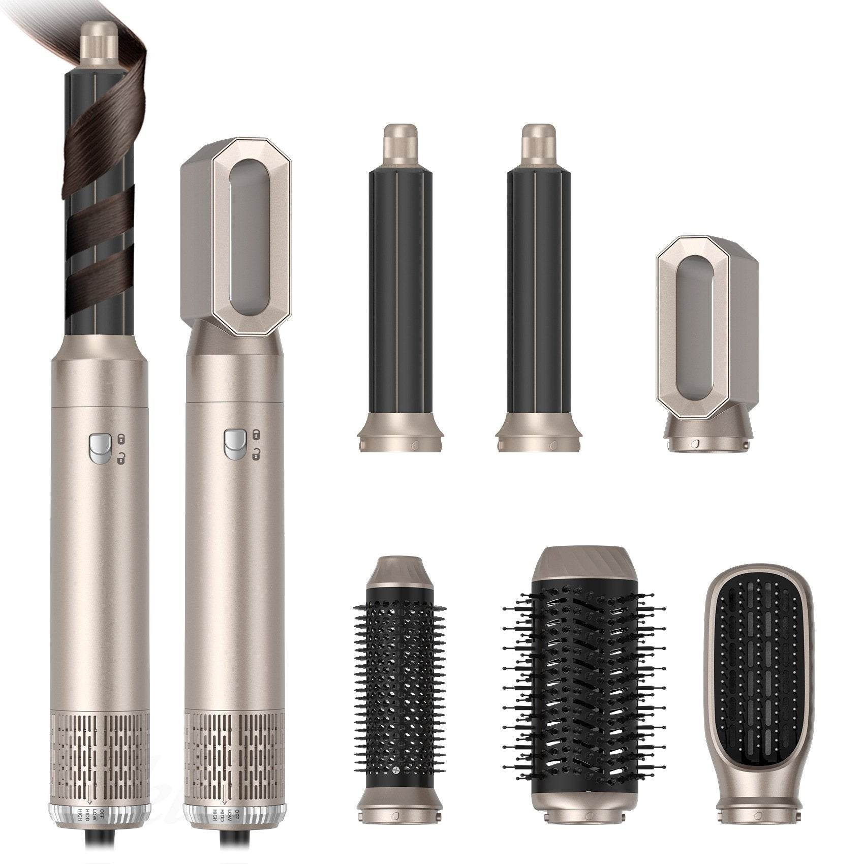 six-in-one noise reduction hair dryer, wind drum, curling iron, all-in-one hair dryer, comb straight hair - Price Value Store