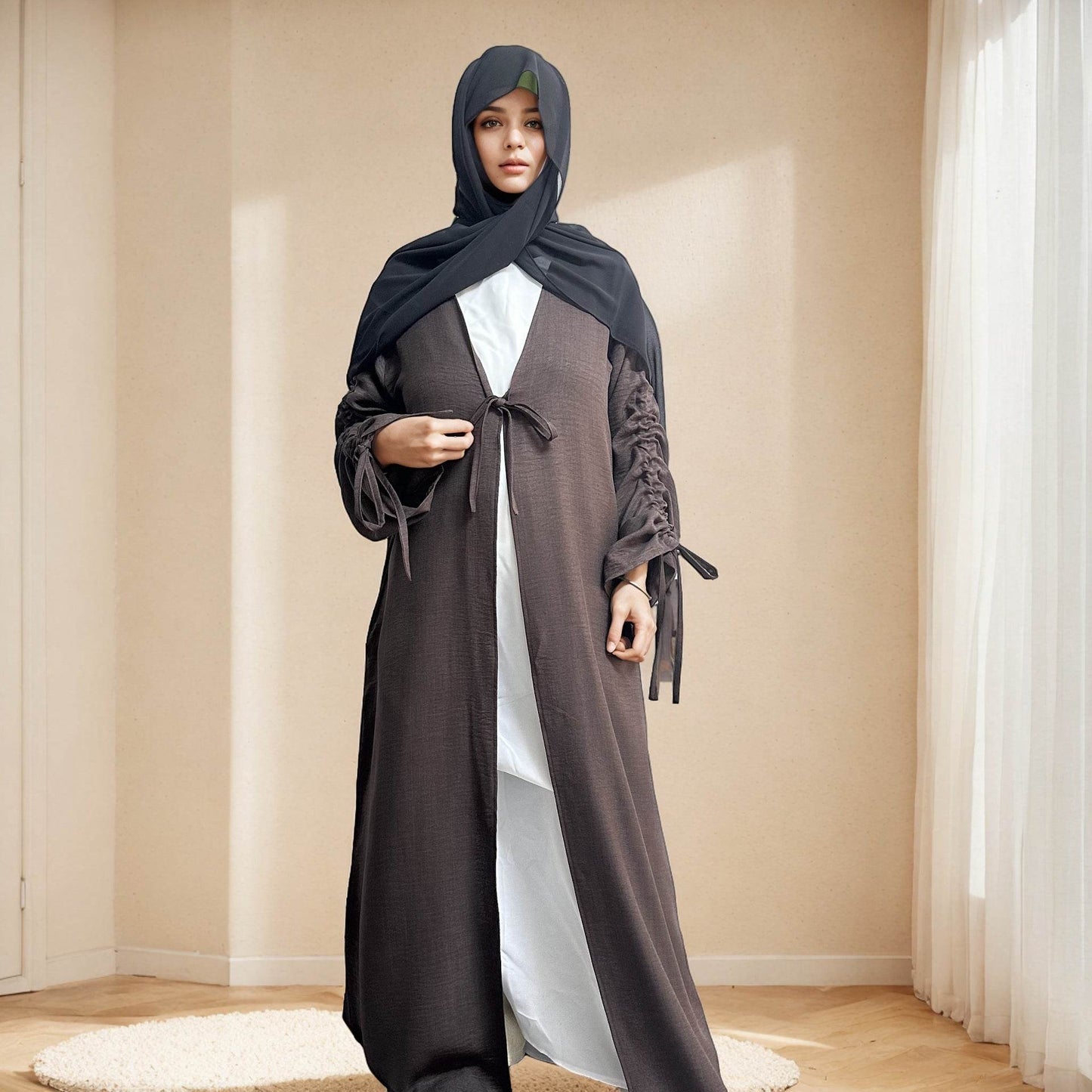 Cardigan coat with drawstring dress - Price Value Store