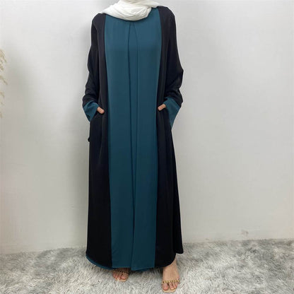Patchwork fake two-piece cardigan dress - Price Value Store