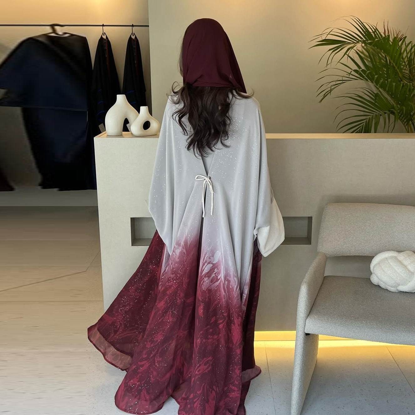 Graduated color long robe cardigan - Price Value Store