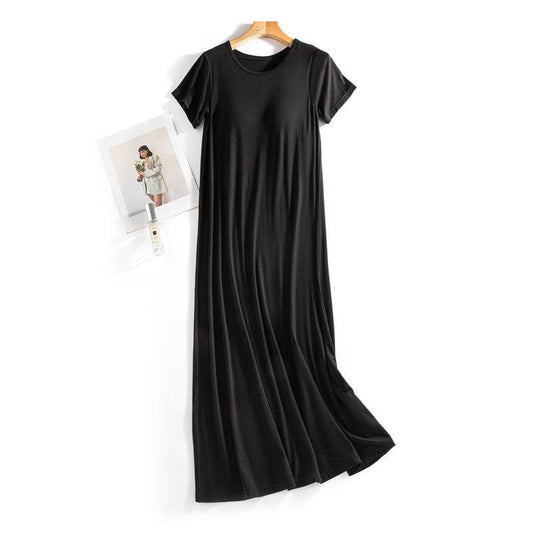 One-piece, frameless, bras free, long casual short-sleeved nightgown - Price Value Store