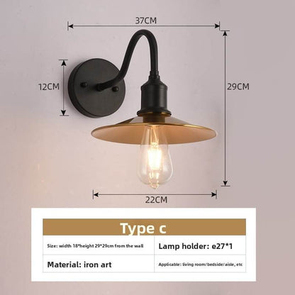 American style loft Industrial Wind bedside wall lamp Villa courtyard outdoor wall lamp restaurant bar decorative lighting fixtures - Price Value Store