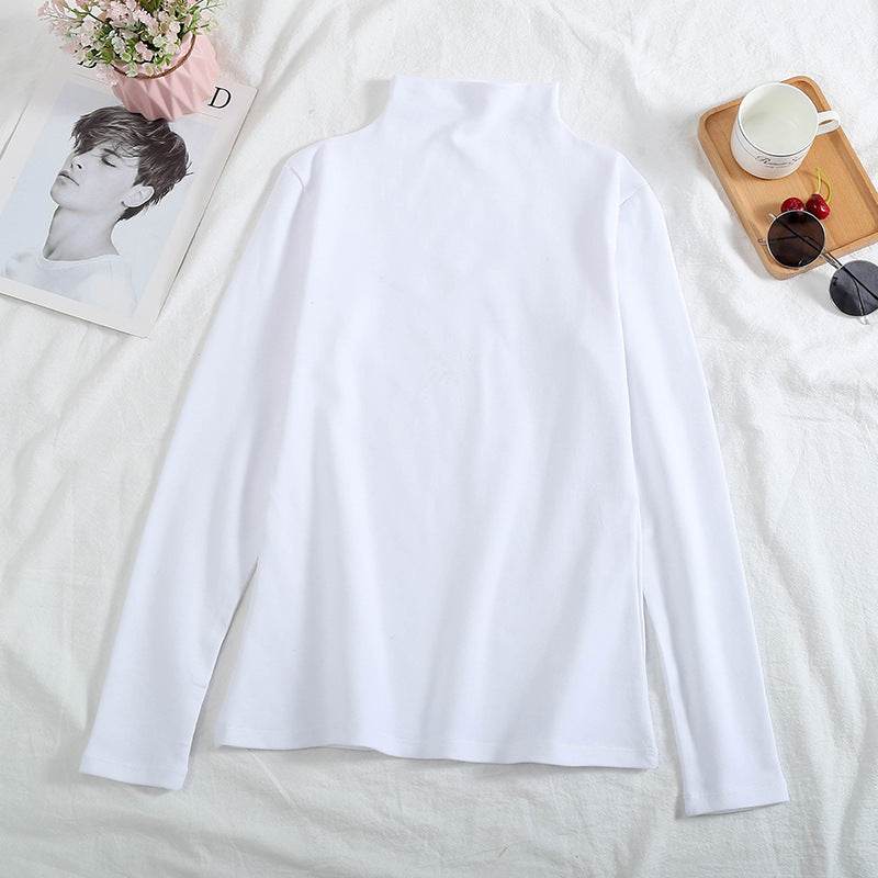 A velvet long-sleeved T-shirt as a base layer for women in solid colors - Price Value Store