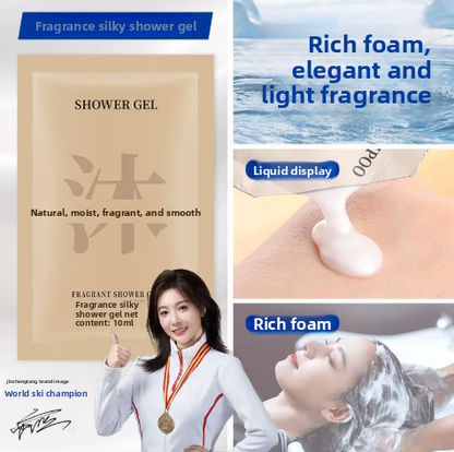 Small sachet packaged shampoo and conditioner