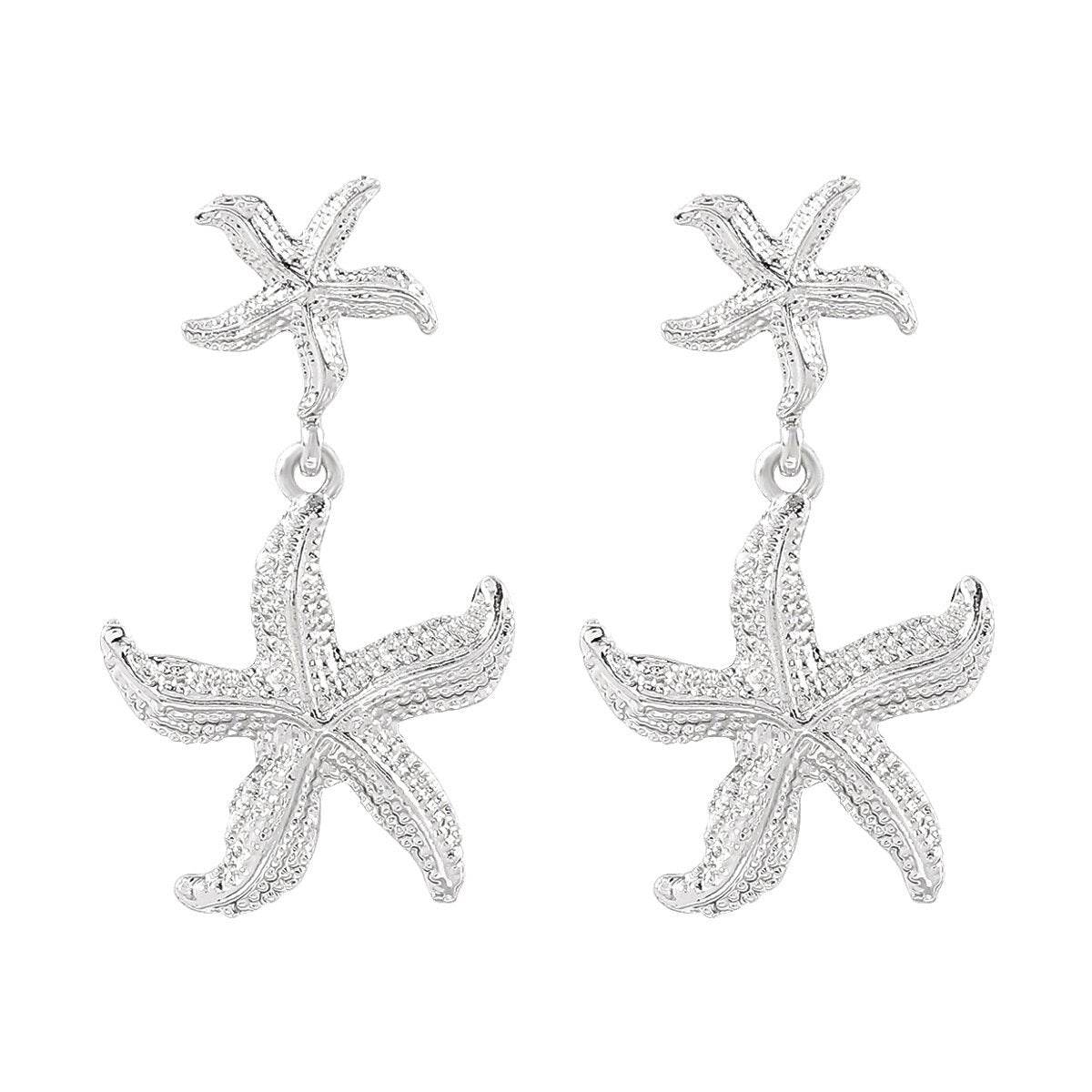 Personalized conch and starfish pendant necklace earrings - Price Value Store