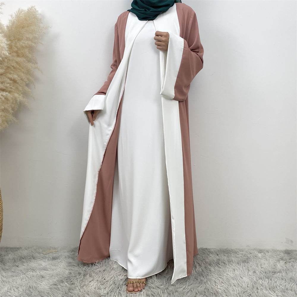Patchwork fake two-piece cardigan dress - Price Value Store