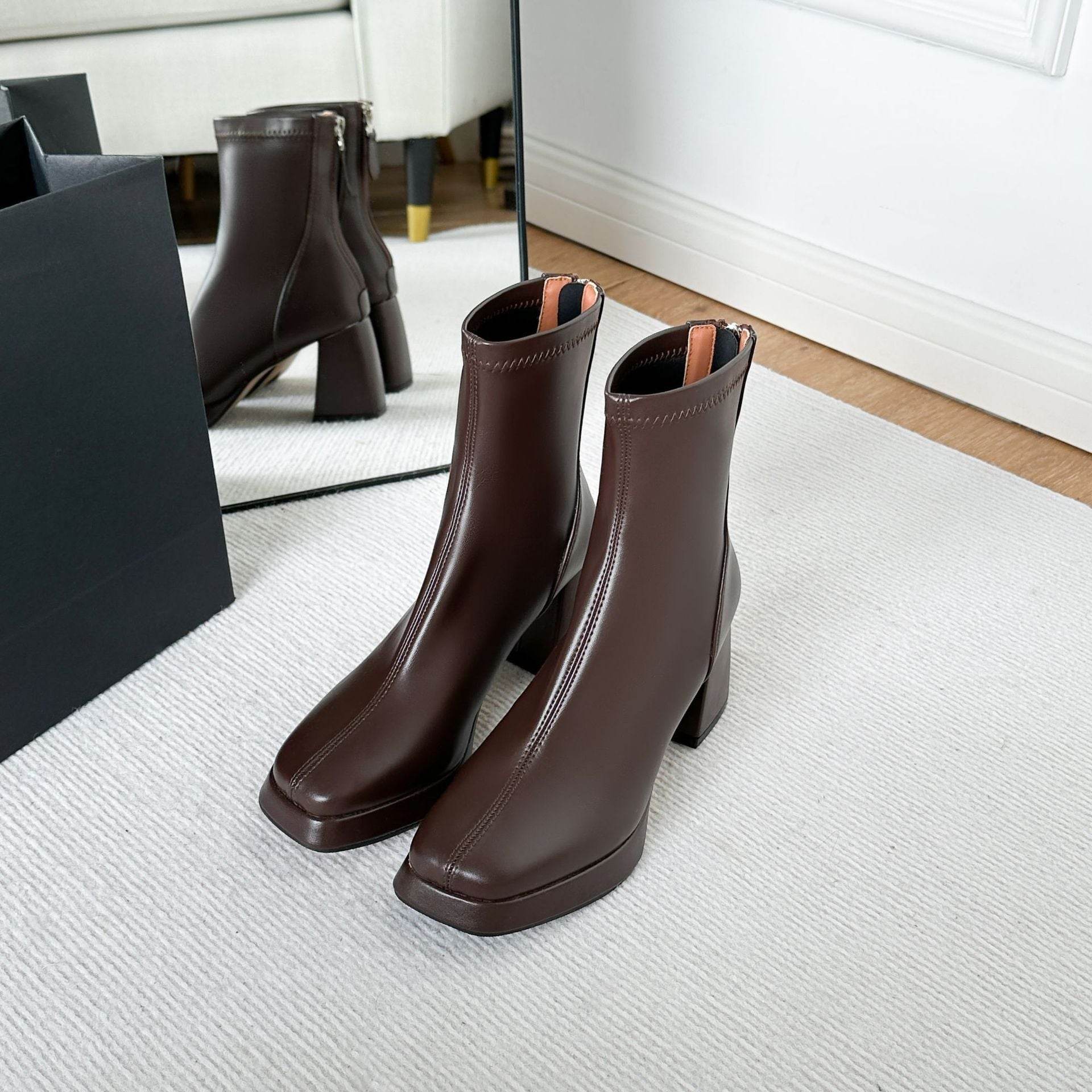 French high-heeled waterproof boots - Price Value Store