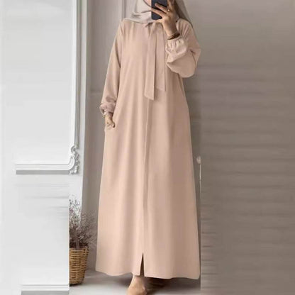 Solid-color long-sleeved blouse dress - Price Value Store
