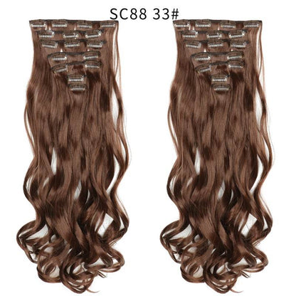 Seven Piece Wig Piece 16 Card Women Chemical Fibre High Temperature Silk Wig Long Curly Hair - Price Value Store