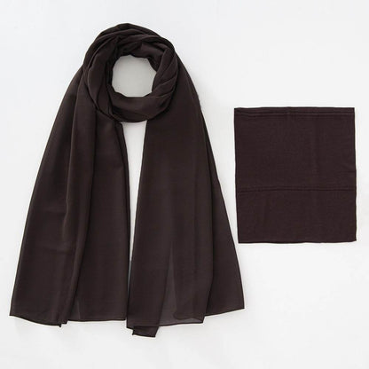 Modal Elastic Bucket Cap with Pearl Chiffon Scarf Set - Price Value Store