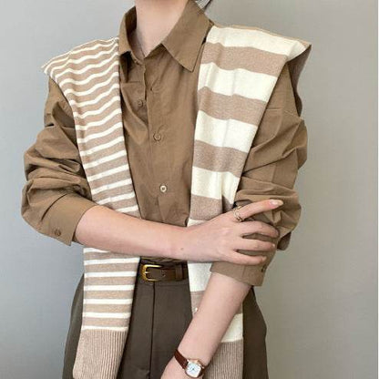 Striped shawl outerwear - Price Value Store