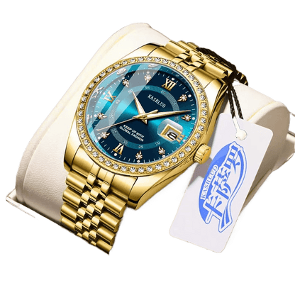 2025 New Roman Numerals Diamond Calendar Steel Band Watch Luminous Waterproof High Color Value Watch Cross-border Hot Sale - Price Value Store