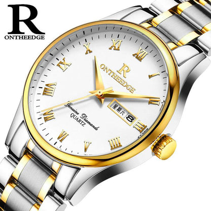 Stainless Steel Waterproof Business Quartz Watch with Calendar - Price Value Store