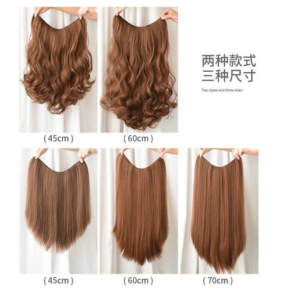 Long Curly/Straight Wig Hair Extension Piece, Natural Look, Adjustable Mesh Cap - Price Value Store