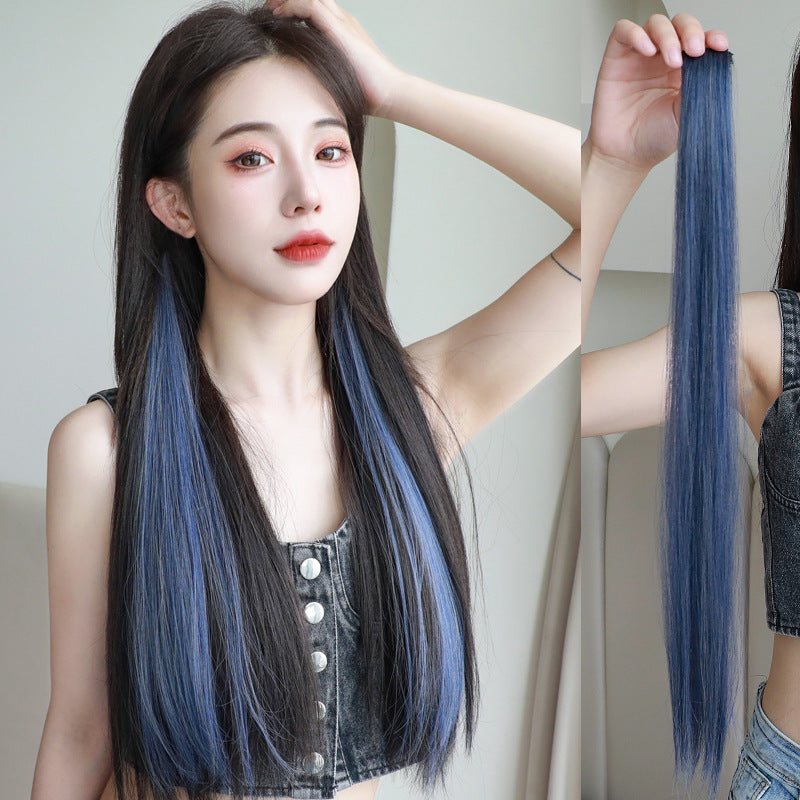 Highlight dyed wig pieces for women's long straight hair
