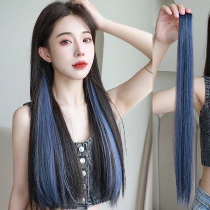 Highlight dyed wig pieces for women's long straight hair