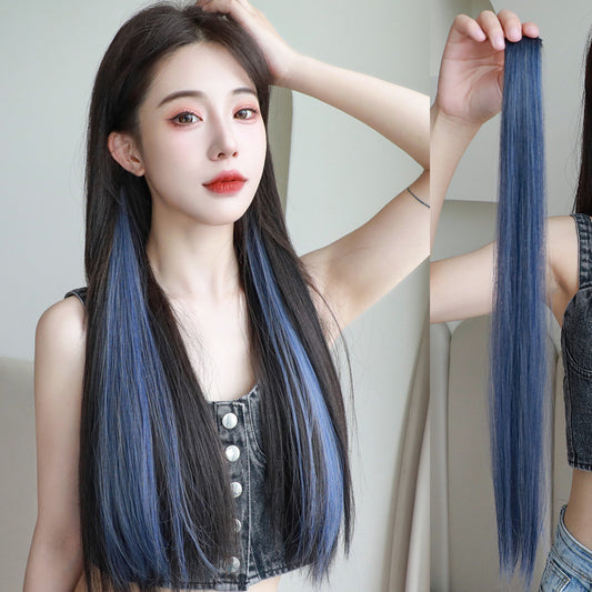 Highlight dyed wig pieces for women's long straight hair