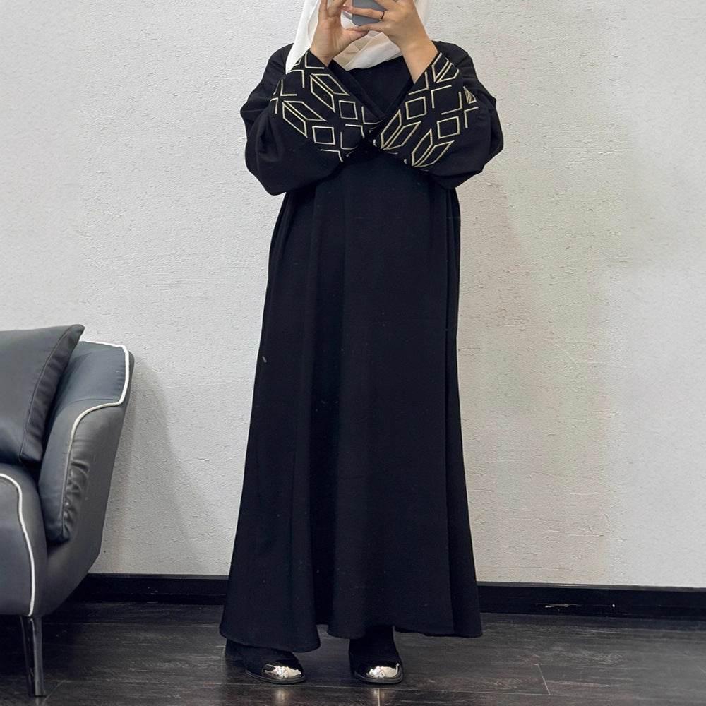 Embroidered Abaya Dress with Gold Thread - Price Value Store
