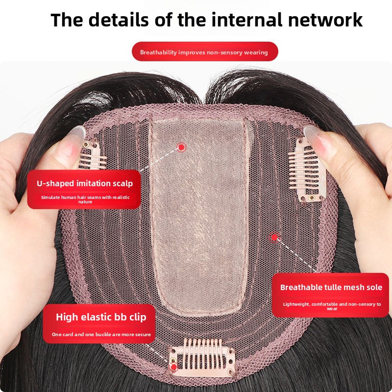 One-piece wig for hair replacement on the top of the head