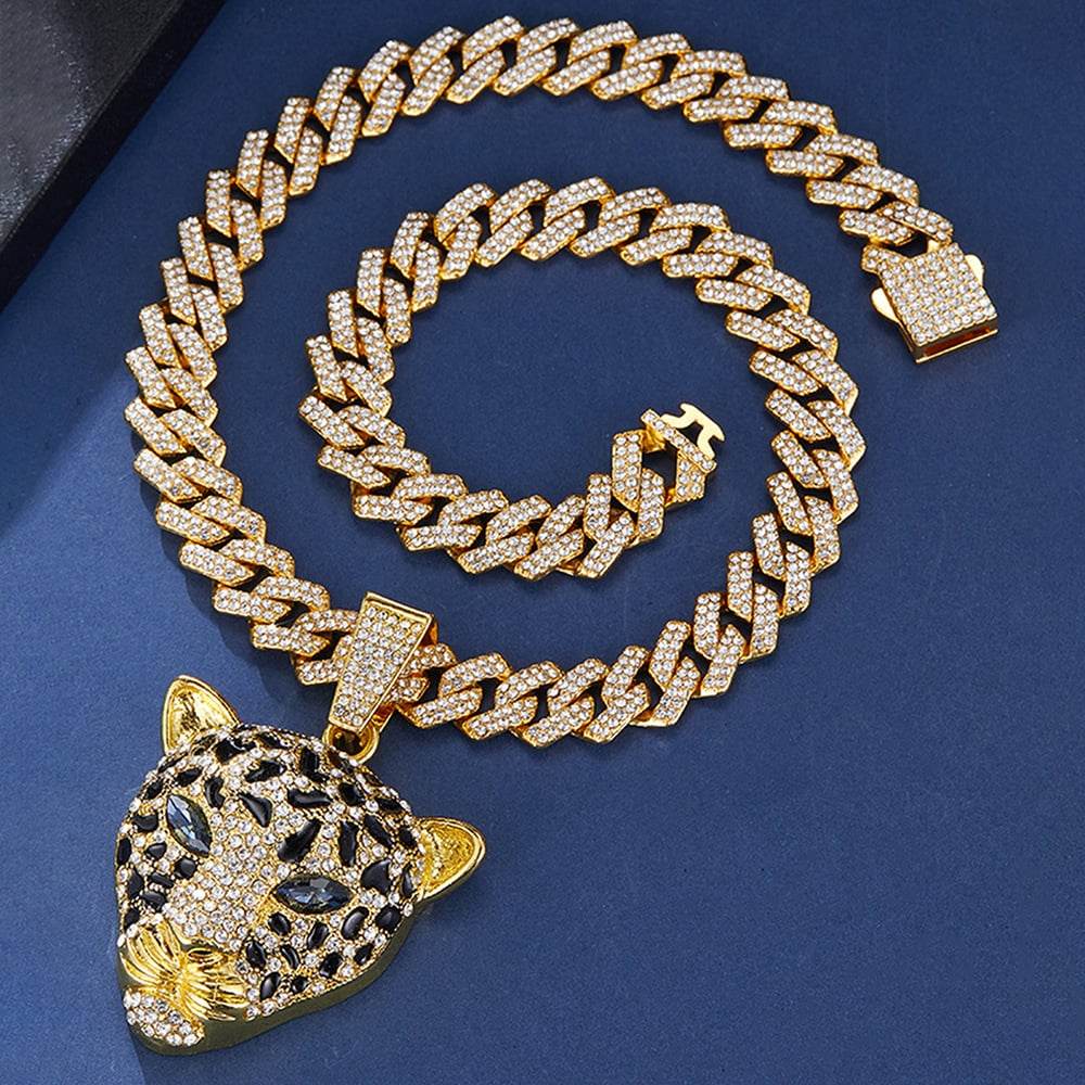 Animal Zinc Alloy Diamond Pendant Cuban Chain Necklace - Price Value Store