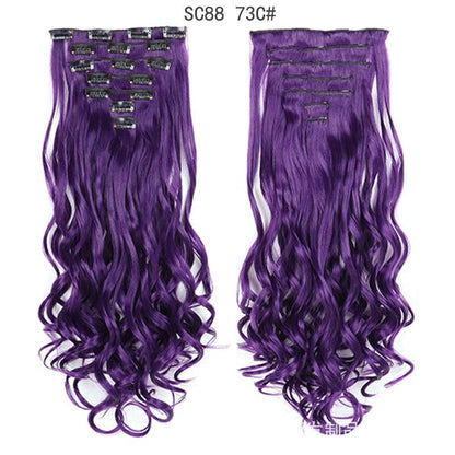 Seven Piece Wig Piece 16 Card Women Chemical Fibre High Temperature Silk Wig Long Curly Hair - Price Value Store