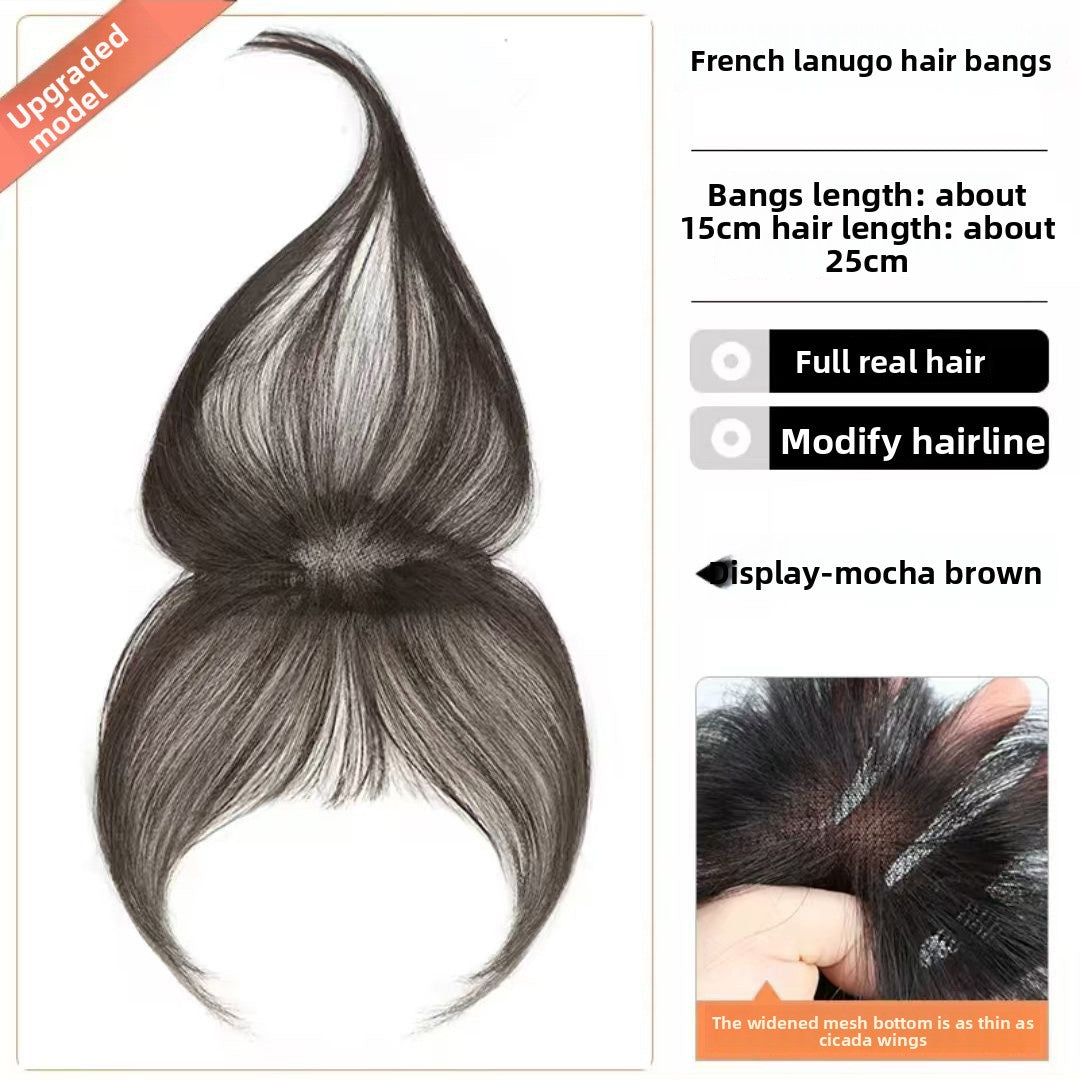 Full Real Hair Top of Head Front Front Bangs Wig
