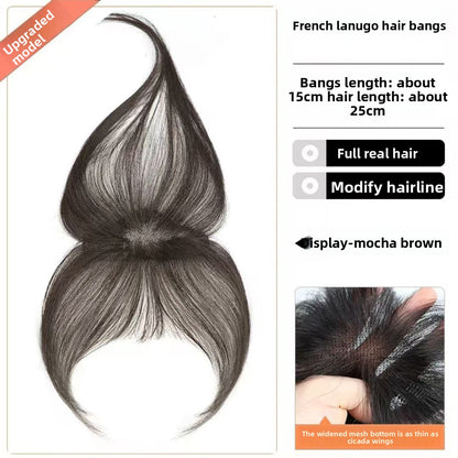 Full Real Hair Top of Head Front Front Bangs Wig