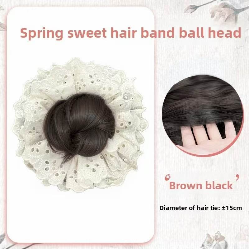 Lace-trimmed bun hair loop wig - Price Value Store