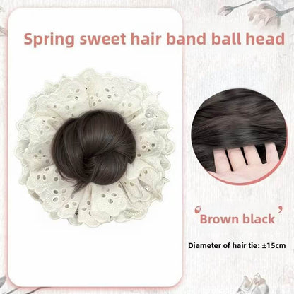 Lace-trimmed bun hair loop wig - Price Value Store
