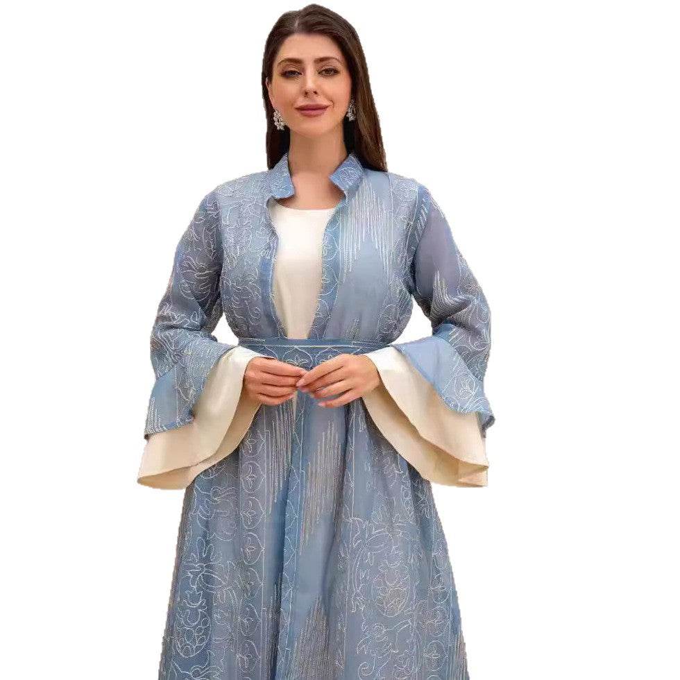 Muslim Women Robe Lotus Leaf Sleeve New Mesh dress - Price Value Store