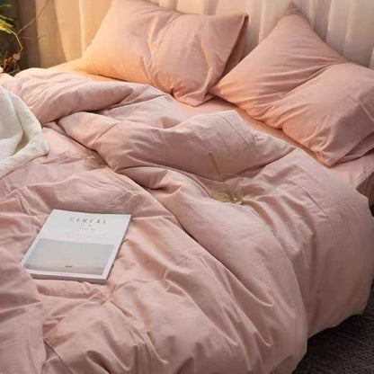 Four-piece Set Nordic Style Wash Cotton Quilt Cover Net-red Bed Sheet Student Dormitory Bedding - Price Value Store