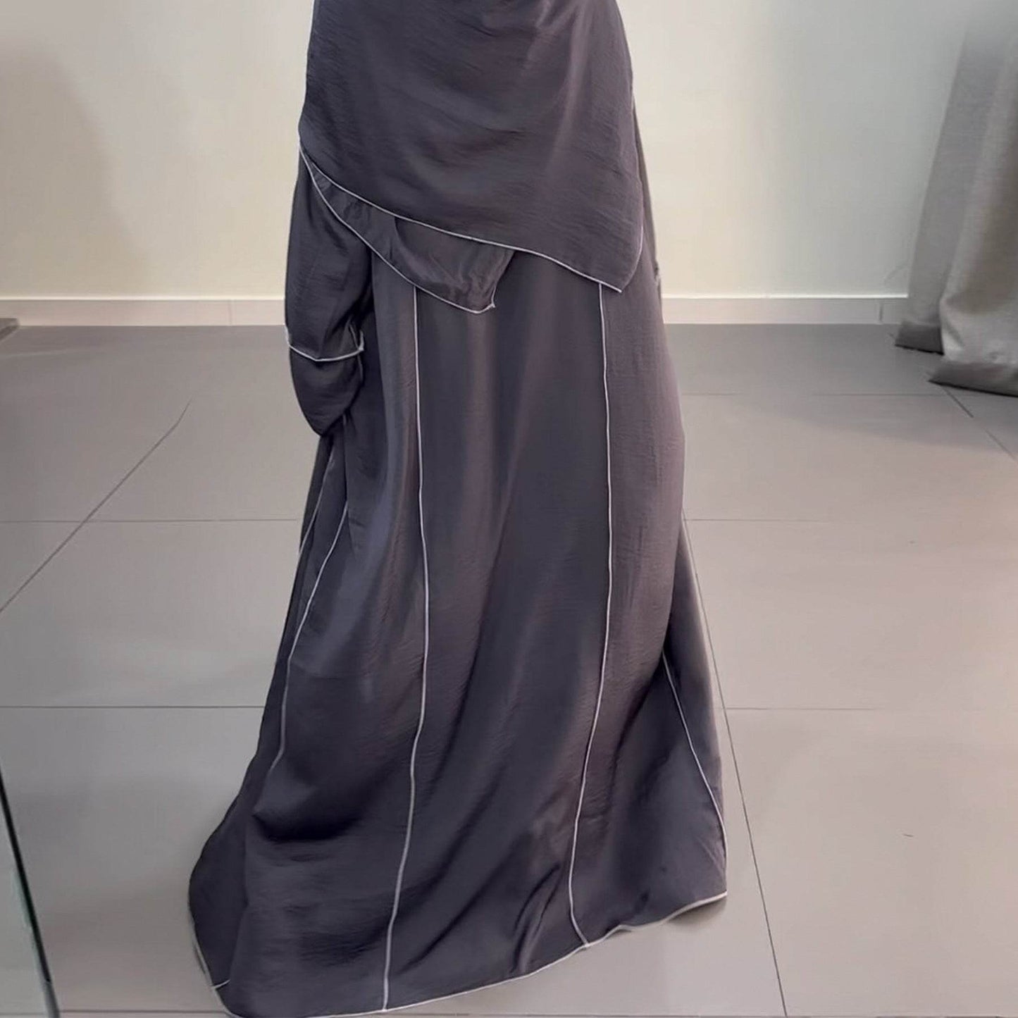 Dubai Solid Color Hook-Edge Cardigan with dress - Price Value Store