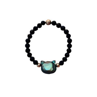 Fashionable Black Spinel Cat Ring with Freshwater Shell - Price Value Store